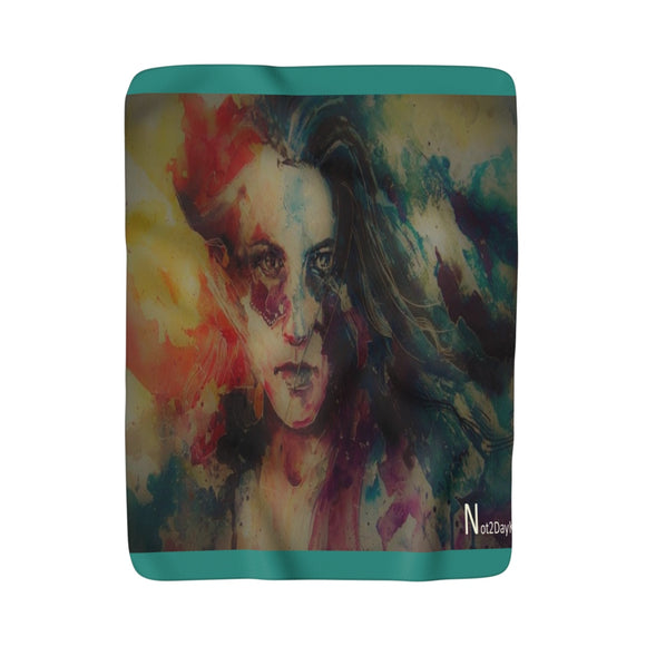 Watercolor Woman Sherpa Fleece Blanket - itsthethought