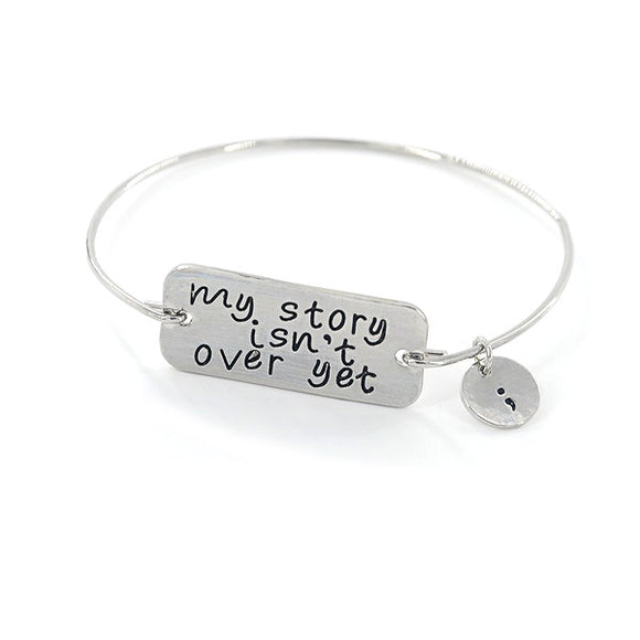 Silver Semicolon Charm Bangle - itsthethought