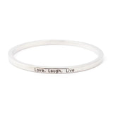 Love Laugh Live Engraved Bangle - itsthethought