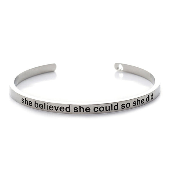 She Believed She Could So She Did Cuff Bangle - itsthethought