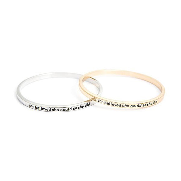 She Believed She Could So She Did Simple Bangle - itsthethought