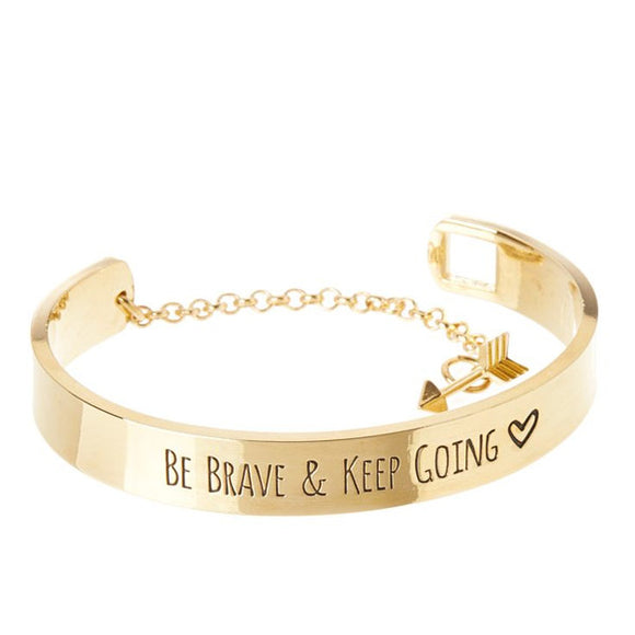 Be Brave & Keep Going Engraved Bangle - itsthethought