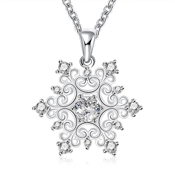 Crystal Snowflake Necklace in 18KP White Gold - itsthethought