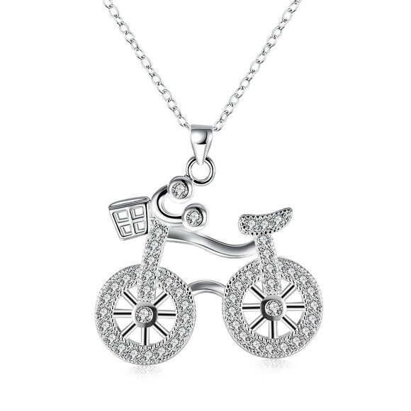 Bicycle Necklace in 18K White Gold Plated - itsthethought