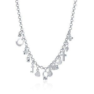 Swarovski Crystal Charms Necklace in 18KP White Gold - itsthethought