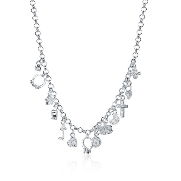 Swarovski Crystal Charms Necklace in 18KP White Gold - itsthethought