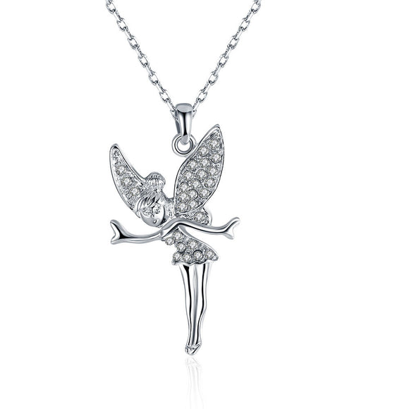 White Gold Plated Fairy Pendant Necklace - itsthethought