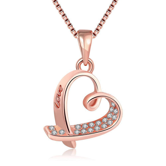 18K Rose Gold Plated 3-D HeartNecklace - itsthethought