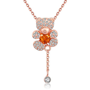 18K Rose Gold Plated Teddy Bear Necklace - itsthethought