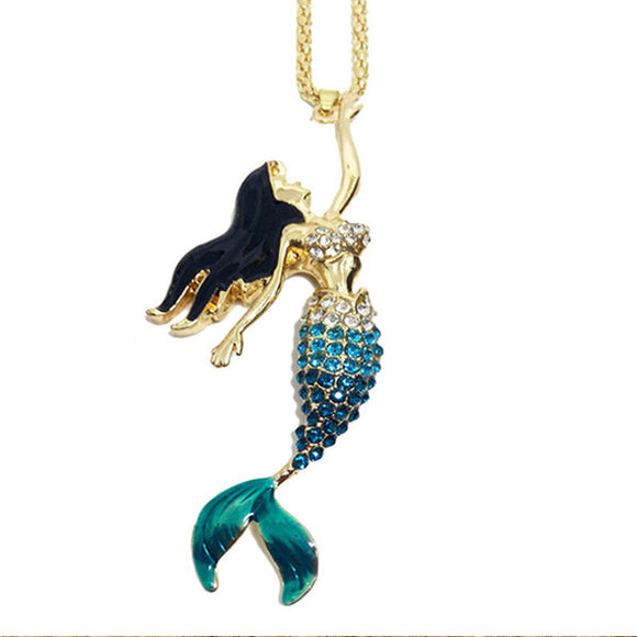 Mermaid Blue Rhinestone Pendant - itsthethought