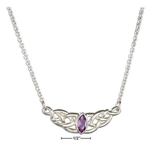 Sterling Silver 16 to 18" Adjustable Celtic Weave with Marquis Amethyst Necklace - itsthethought