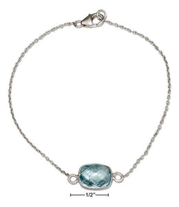 Sterling Silver 7" Single Blue Topaz Bracelet - itsthethought